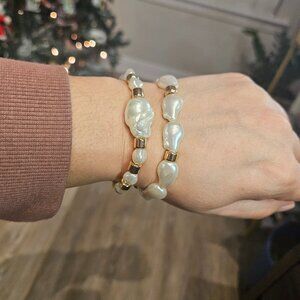 Faux Pearl Stretch Bracelet Set of Two